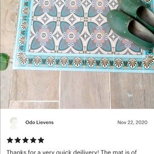 Bella Peacock Vinyl Mat, Portuguese Decor, Mat, Tile, Ceramic, 23.6” x 31.4”